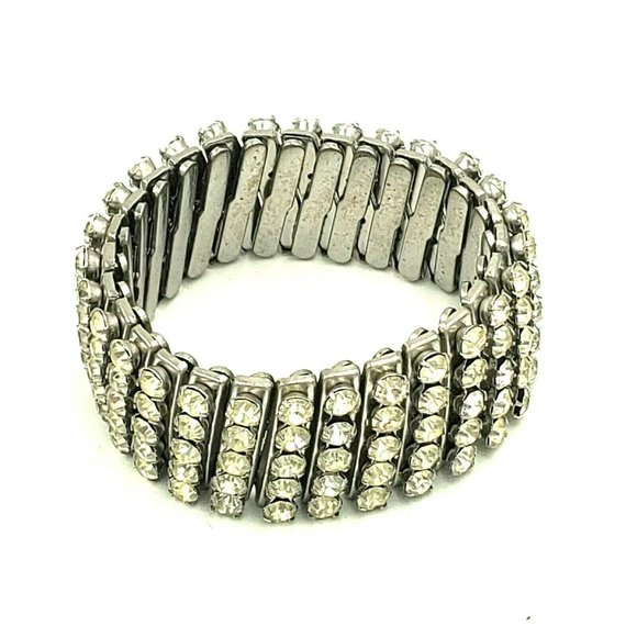 Vintage 5 Row Rhinestone Expansion Bracelet - Picture 4 of 12